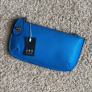 NEW Bright Blue Leather Wristlet